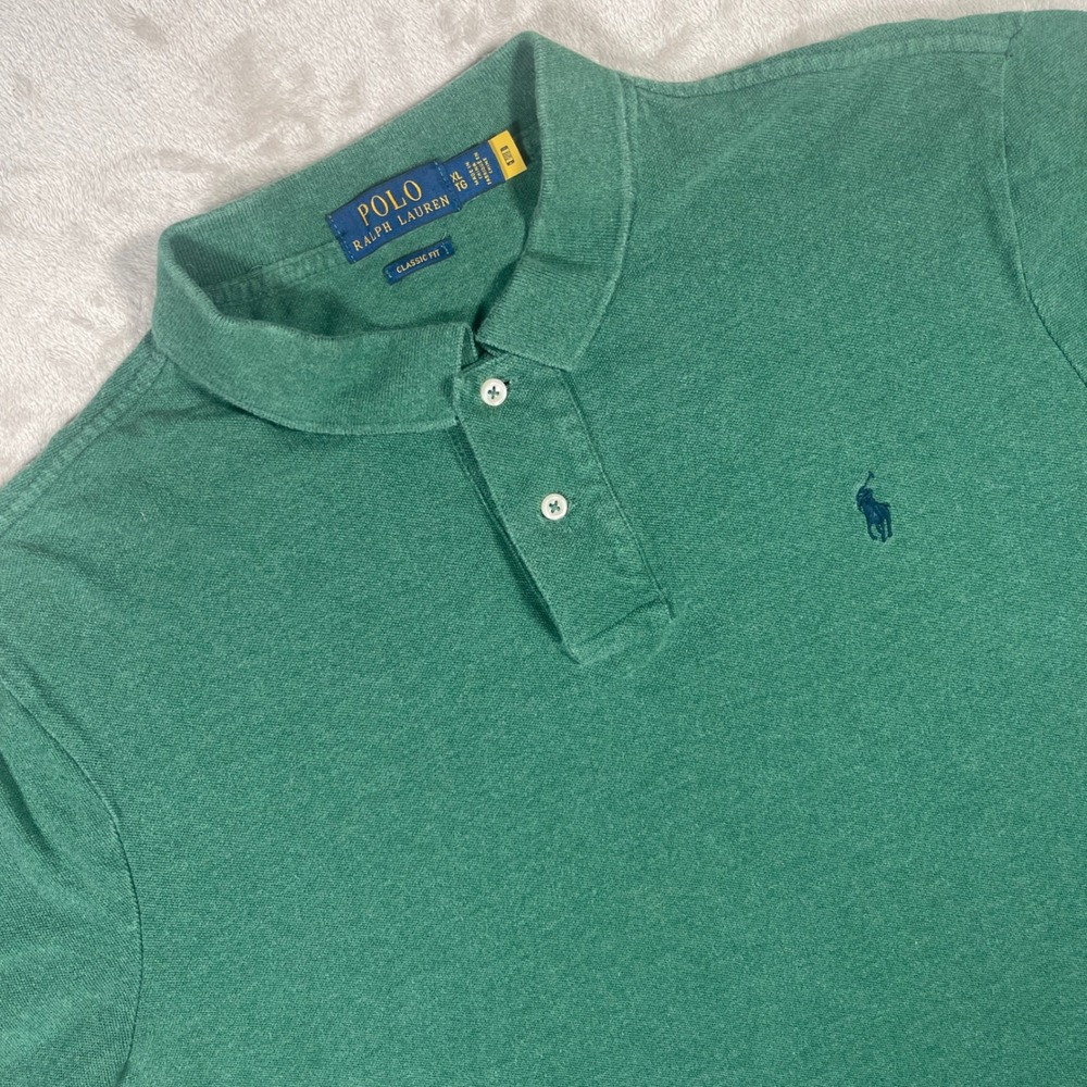 Polo Ralph Lauren Polo Shirt Classic Fit Mens XL Green Cotton Short Sleeve Pony